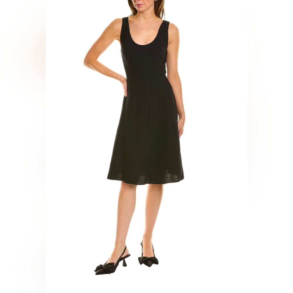 Vince Paneled Linen-blend Black Sleeveless Dress